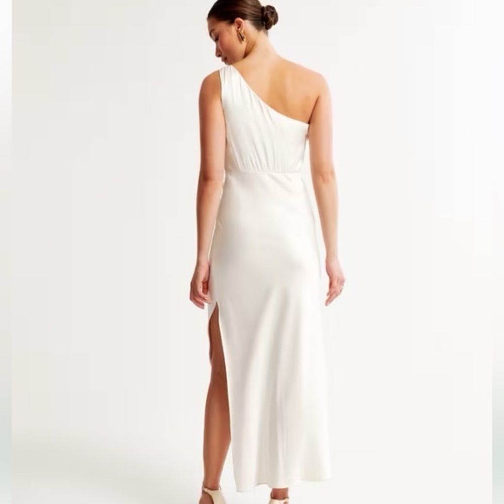 Abercrombie & Fitch One-Shoulder Satin Knotted Midi Dress - Size SP - Picture 3 of 16